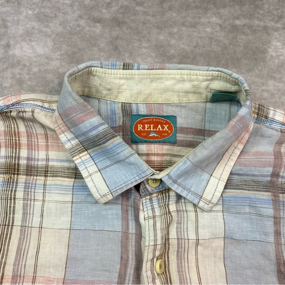 Tommy Bahama Shirt Men's XL Plaid Linen Button Lightweight Summer Casual Beach - Picture 5 of 14